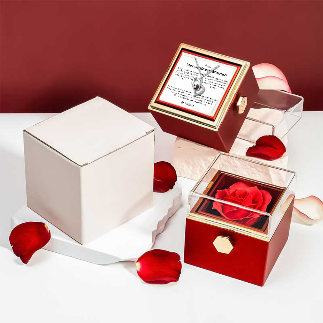 Coffret Rose Eternelle - "À ma merveilleuse maman"